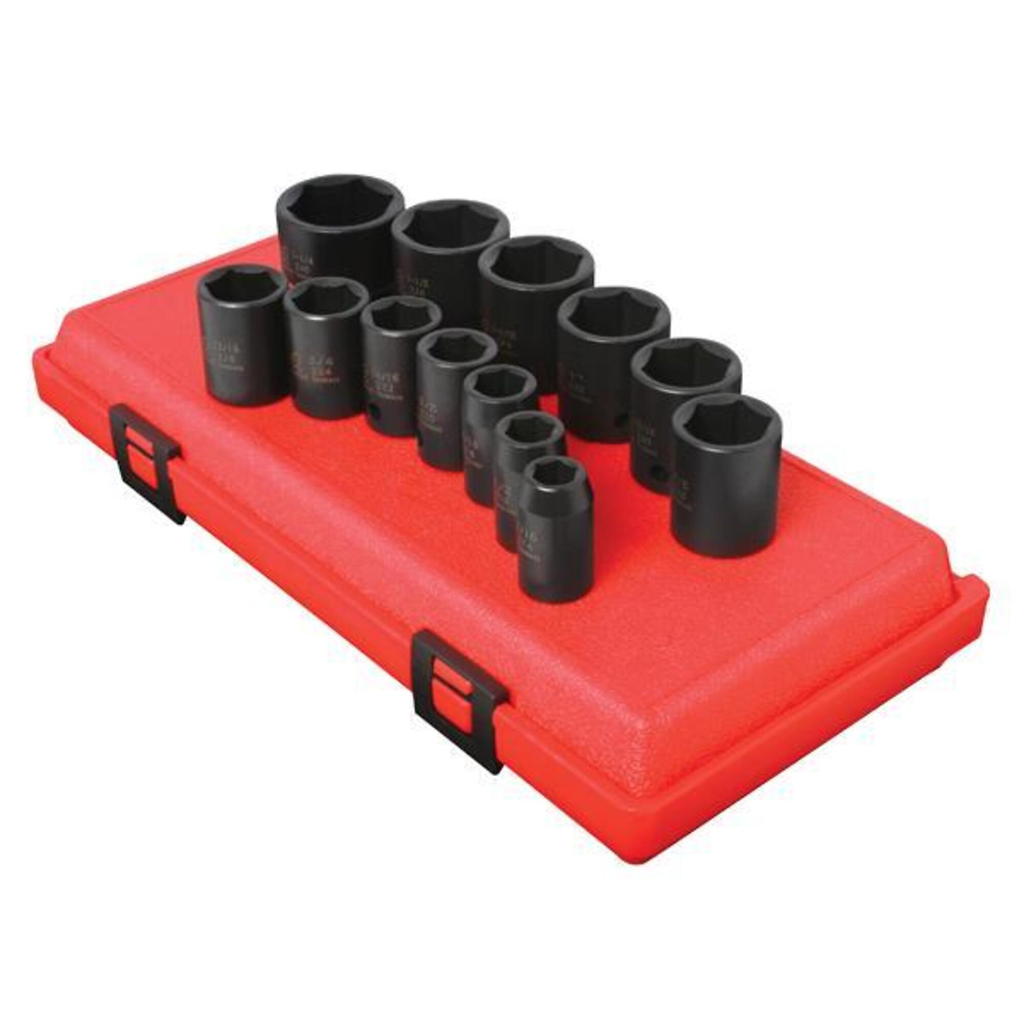 Sunex Tools 1/2in. Drive SAE 6-Point Standard Impact Socket Set — 13 Pcs, CR-MO Alloy Steel, Black Phosphate, Model# 2650
